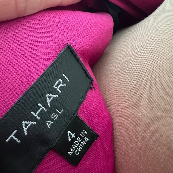 Tahari ASL Star Neck Sheath Dress 4 Womens Wild Berry Knee Length Work Career - Picture 9 of 11